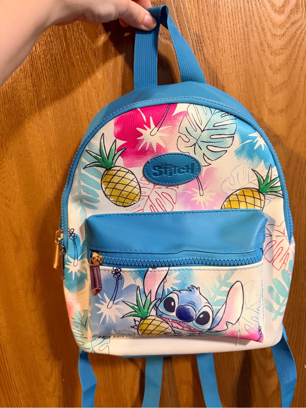 Bioworld Blue Mini Backpack with Pink and Yellow Pineapple Accents